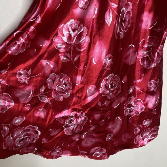 Dentelle Vintage Red & Pink Heart Floral Satin Mini Slip Nightgown Valentines L - Picture 4 of 11